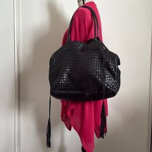 Francesco Biasia Black Woven Tote